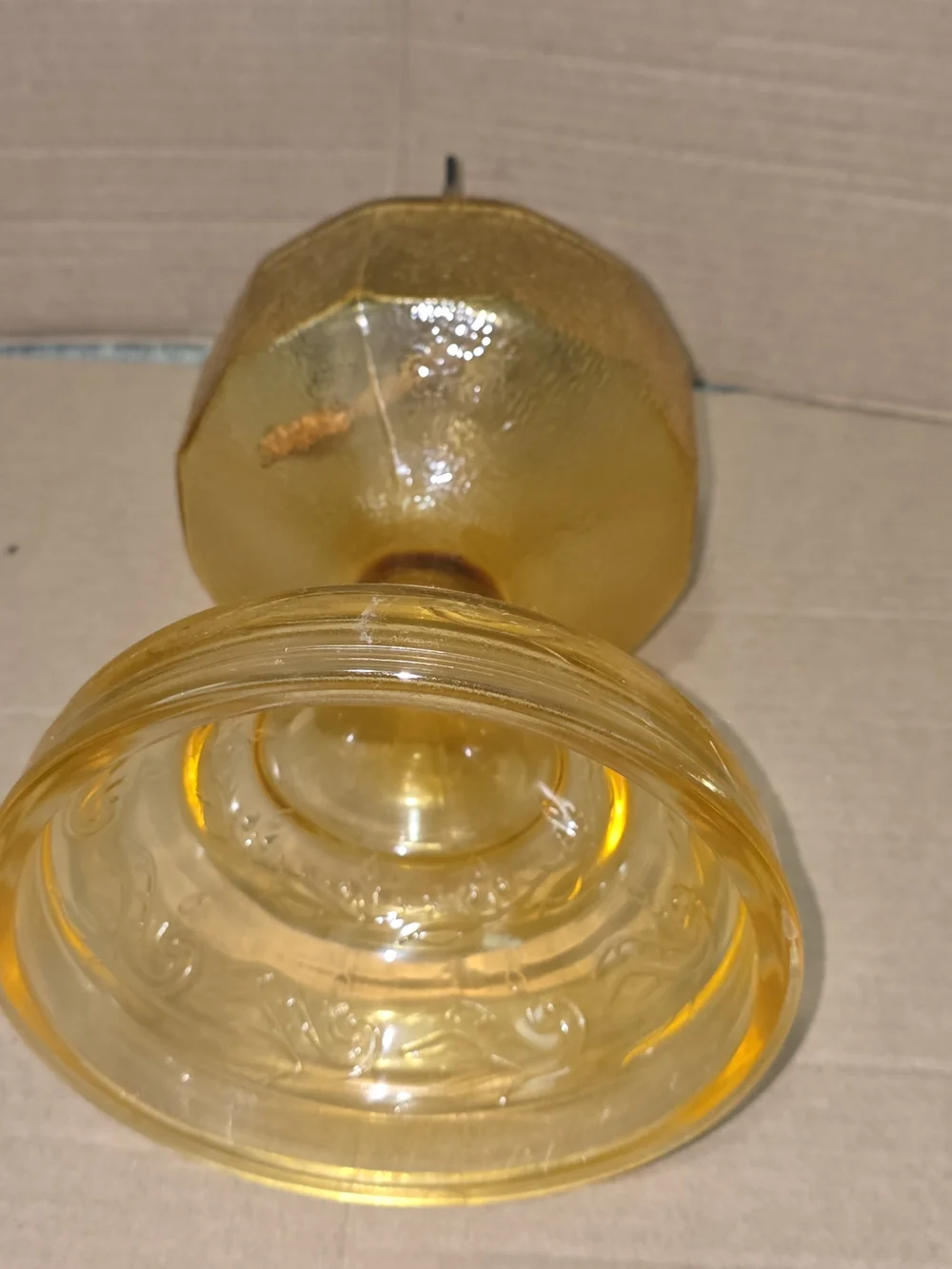 Amber Glass Lantern Lamp — Decorative Home Accent in Yellow